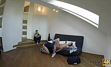 hunt4k guy tricks hot czech chick into sex for cash after she needs a place to crash... damn she's fingering wet!