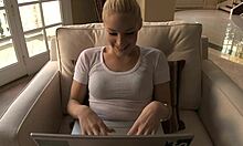 Ally slips into sensual bath with lover then bends for deep cock pounding