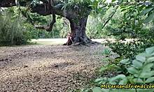 ms paris spots park voyeurs and bends over for doggy creampie outdoors