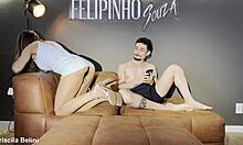 Skinny Brazilian teen squirts juicy on cousin's cock before aunt arrives