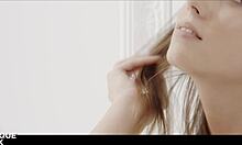 Nancy A and Sabrisse share sensual lesbian kisses and erotic girl-on-girl orgasms.