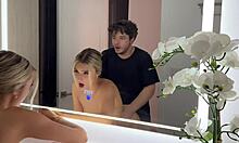 check out all natural big tits blonde cas summer riding luke cooper's cock in mirror