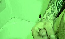 rubbing my huge cock in and out the shower feels so good.
