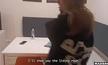 Pretty skinny Spanish dorm girl masturbates then gets rough double penetration doggystyle from roommate