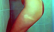 College Beauty's Brazilian Thong Shower Tease Drips Wet Pussy!!