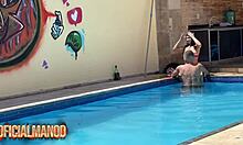 Insta Fame from Paraíba Poolsides with Tattooed Hookup