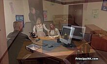 oh man milf's pussy gets drilled so deep on head teacher's desk hidden cam