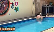 Insta Fame from Paraíba Poolsides with Tattooed Hookup