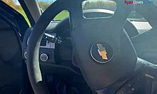 barefoot cutie teases feet while stroking cock outdoors this fall