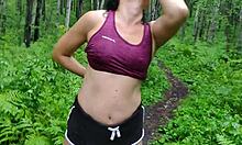 naked stepmom teases perfect body outdoors foot fetish walk 👣😈