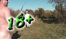 autumn sport milf frina strips naked outdoors plays badminton doggy with lover