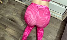 stepsis pink leggings tease led to pussy fuck tits play and kisses