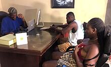 bank teller slut bends over counter for thick cock pounding in maraba hall