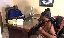 bank teller slut bends over counter for thick cock pounding in maraba hall