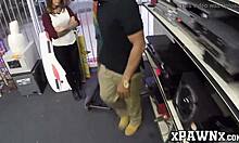 Broker pays cute tattooed girl cash to suck his rock solid monster cock