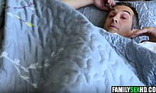 stepsis sneaks in to blow and ride stepdad's cock taboo style