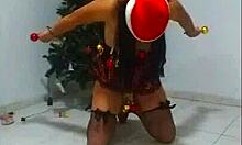 Bound Slave Wife Gags Chokes Sucks In Christmas Bondage