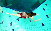 hairy brunette teen marketa swims underwater at pool showing tight beaver pussy