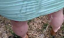 me and my tattooed bitch stopped for public piss play after restaurant laughs