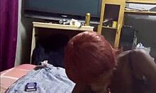 redhead black whore in dress sucks tiny boss cock at dirty dorm! want some?