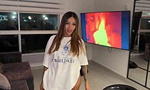 wanna see my best friend's hidden wet pussy skills on my huge cock?