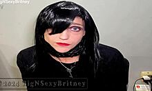 big sexy britney dresses goth for sloppy blowjob and massive facial cumshot