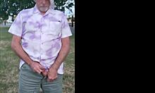 me and my tattooed bitch stopped for public piss play after restaurant laughs