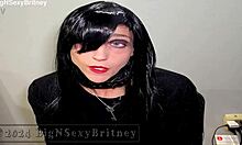 big sexy britney dresses goth for sloppy blowjob and massive facial cumshot