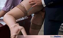 Petite tomboi secretary's quickie hides tiny tits thrill