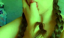 NAUGHTY STUDENT TEASES WITH MESSY TONGUE BEFORE WET MASTURBATION FRENZY!