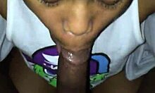 Ebony ex-girlfriend milf slurps friend's thick cock in deepthroat blowjob domination play