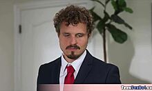 Petite tomboi secretary's quickie hides tiny tits thrill