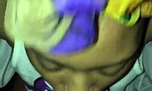 Ebony ex-girlfriend milf slurps friend's thick cock in deepthroat blowjob domination play