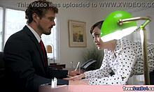 Petite tomboi secretary's quickie hides tiny tits thrill