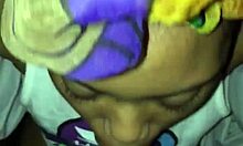 Ebony ex-girlfriend milf slurps friend's thick cock in deepthroat blowjob domination play