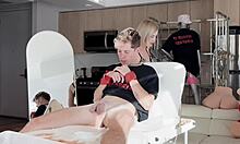 hot russian blonde milf sugarnadya waxes tublancopapi's punished huge cock bare