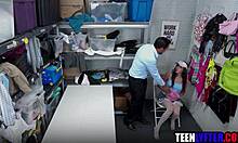 Cum Covered Teen Thief Busted By Mall Cop Hardcore