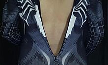 wanna see this spiderman cosplay slut's soaked pussy get pounded hard by indonesian cock?