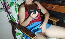 damn this korean babe got horny watching porn and fingers her wet pussy 😩💦