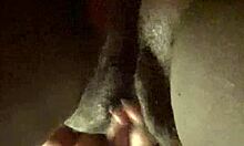 Skinny Ebony Streetwalker Fingers Wet Hairy Pussy Moaning on Bedroom Bed