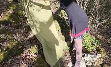 She gets fucked hard in the forest and takes a massive facial cumshot right there