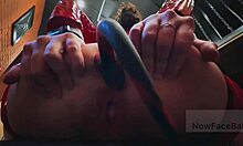 halloween slut bends over in heels for deep anal pounding on bed