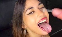 Latina Teen Sucks Boss's Cock Hard with Deepthroat Ending in Massive Facial Cumshot