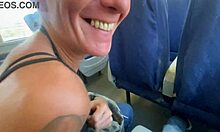 Accidental Public Train Handjob Leads To Milf Cumshot Explosion