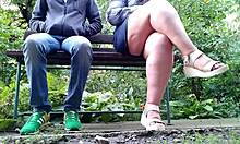 Chubby Mother-in-Law Flashes Wet Pussy and Big Ass to Son-in-Law on Street