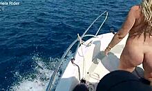 Ariela's Heart Races Naked Riding Public Boat Waves