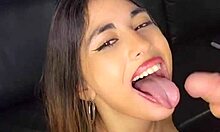 Latina Teen Sucks Boss's Cock Hard with Deepthroat Ending in Massive Facial Cumshot