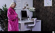 i freeze slutty blonde then pound her pussy with big dildo