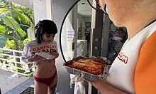 lysagna delray goes from fast food to riding porndude pepperoni!