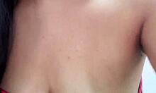 masked latina fingers wet pussy in festive dress holiday tease